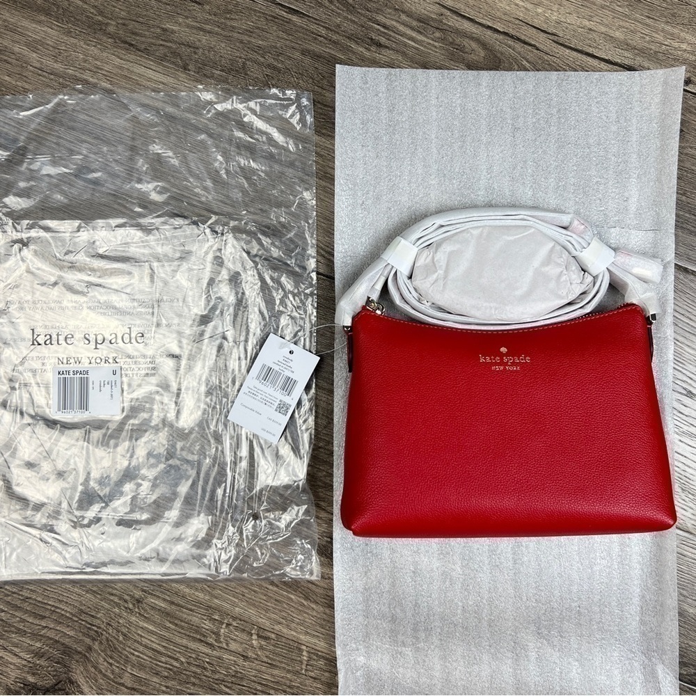Kate Spade Bailey Crossbody Bag NWT Candied Cherry Red Textured Leather NEW - Picture 7 of 11